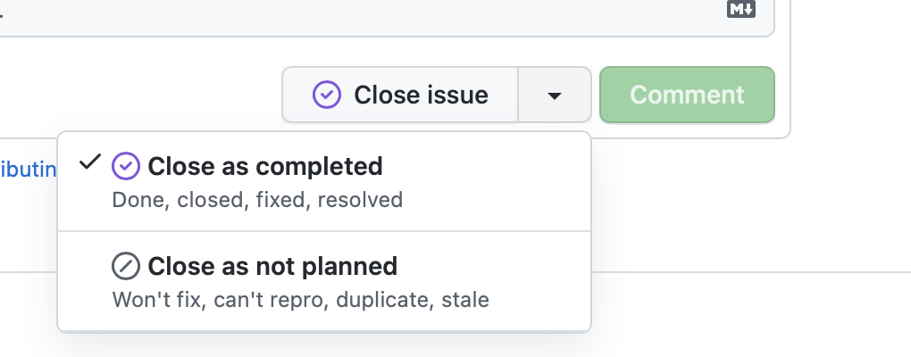 close issue reasons