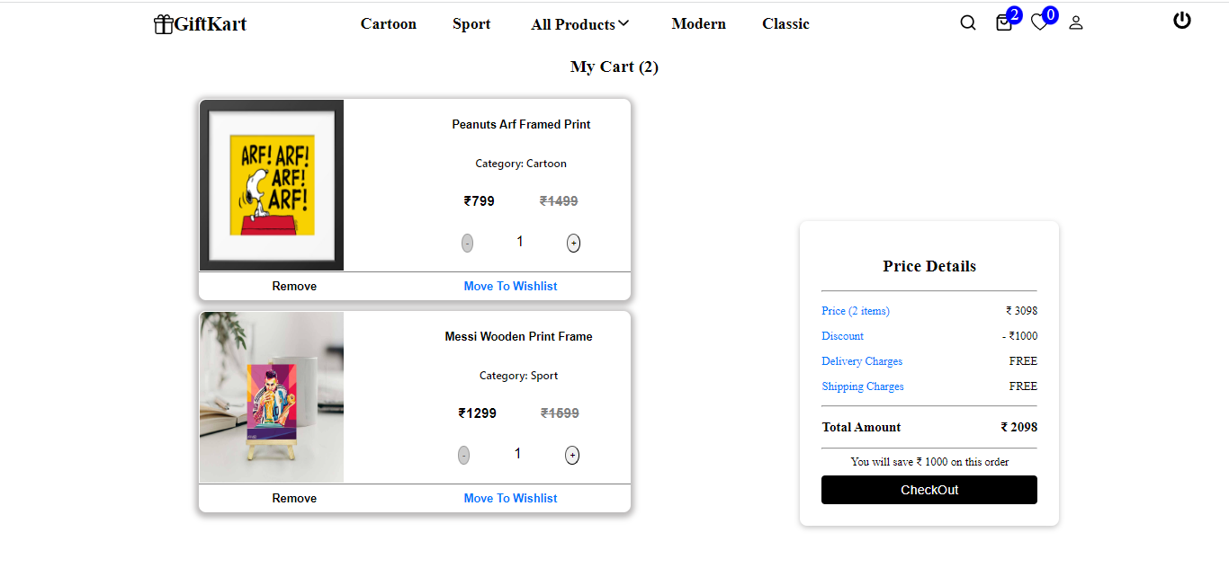 GitHub SusmitM/giftkart Giftkart, is an gift store. That