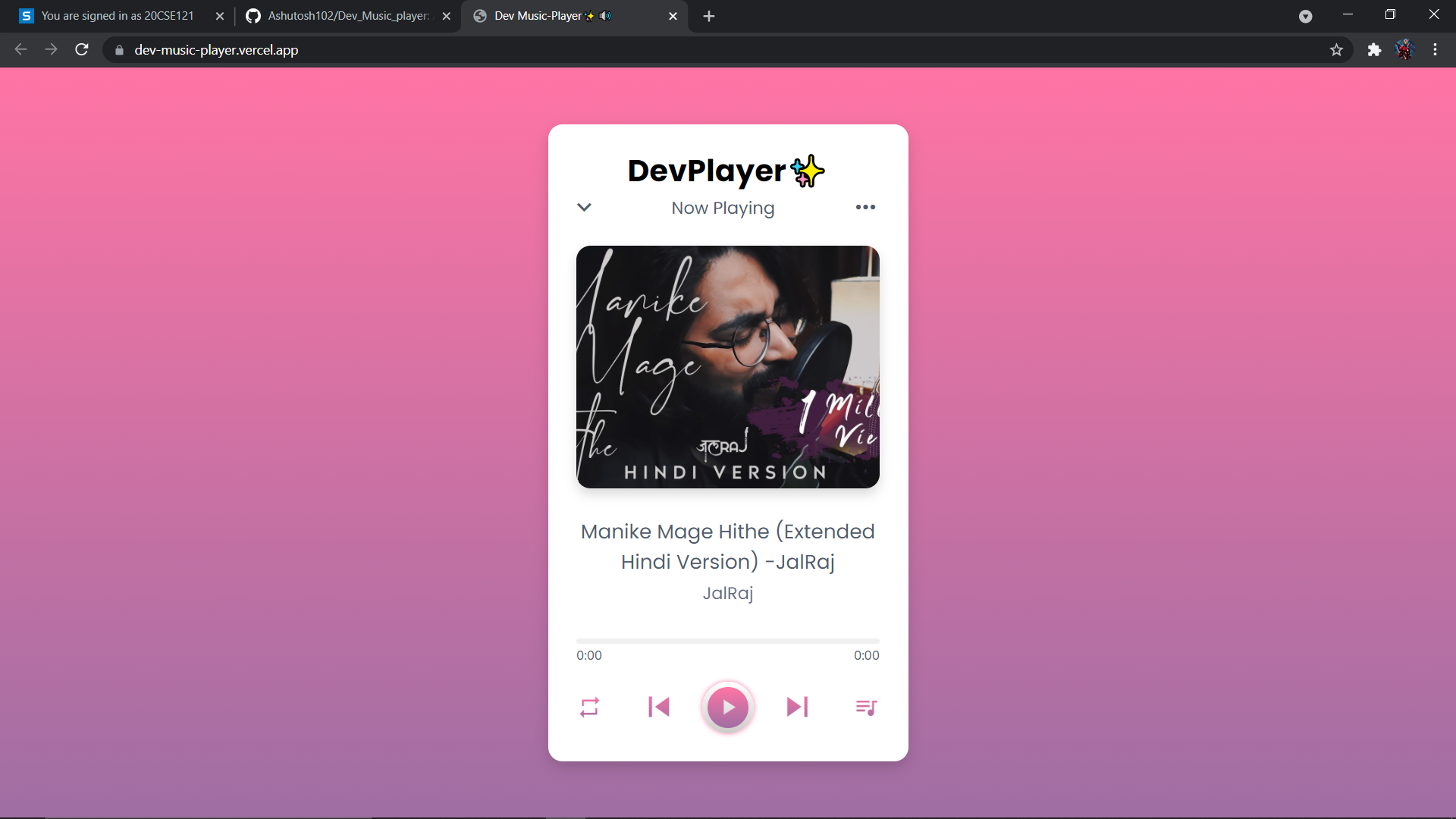 GitHub - Ashutosh102/Dev_Music_player: A music player web app using JS
