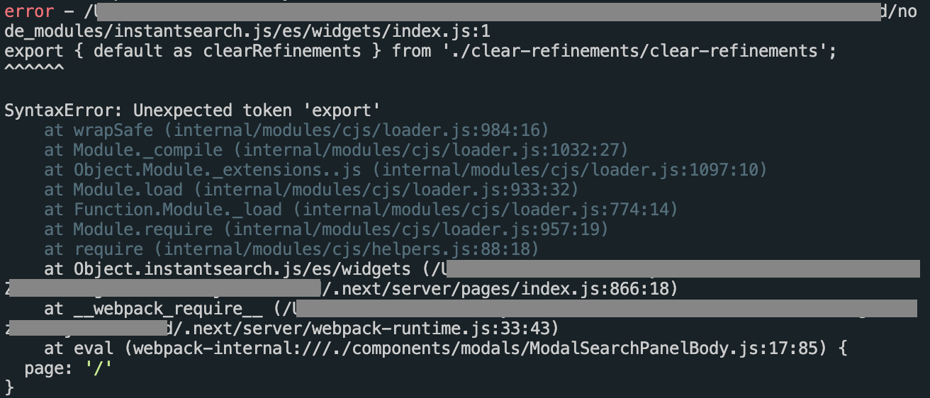 Experiencing A Syntax Error With Latest InstantSearch 4 33 0 Version next-js