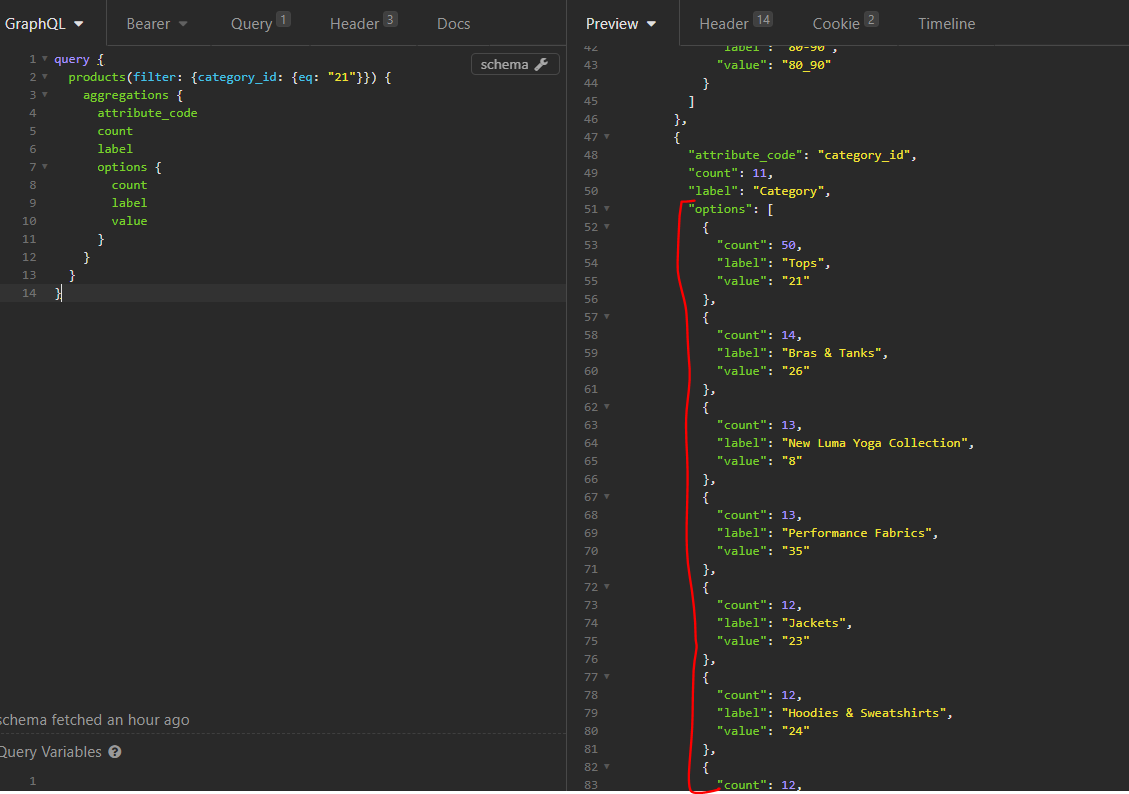 GraphQl products query layered navigation filters return incorrect