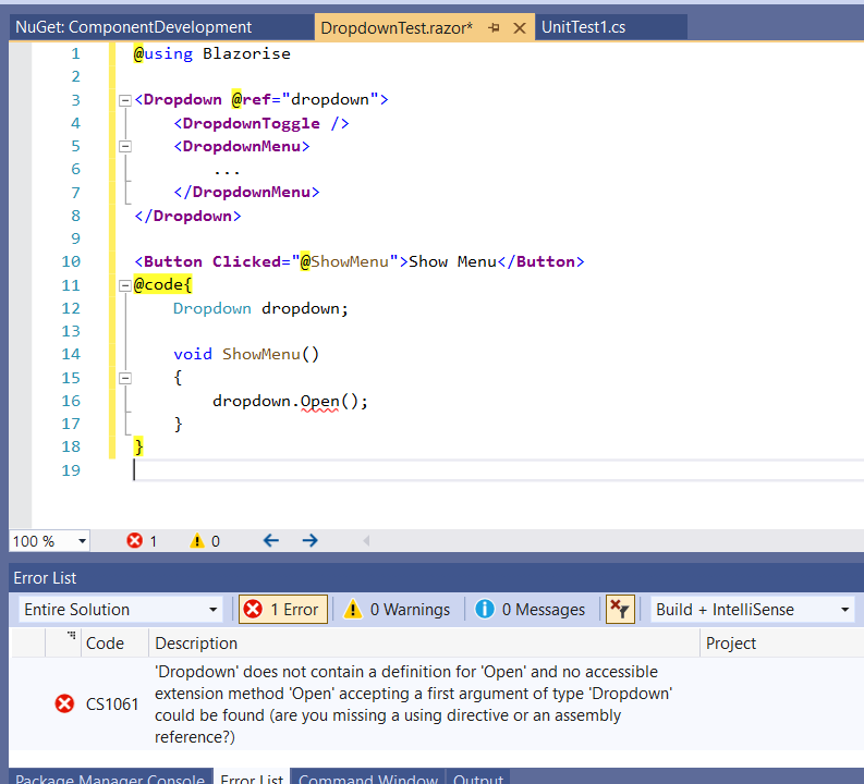 dropdown.Open(); is unsupported · Issue #2579 · Megabit/Blazorise · GitHub
