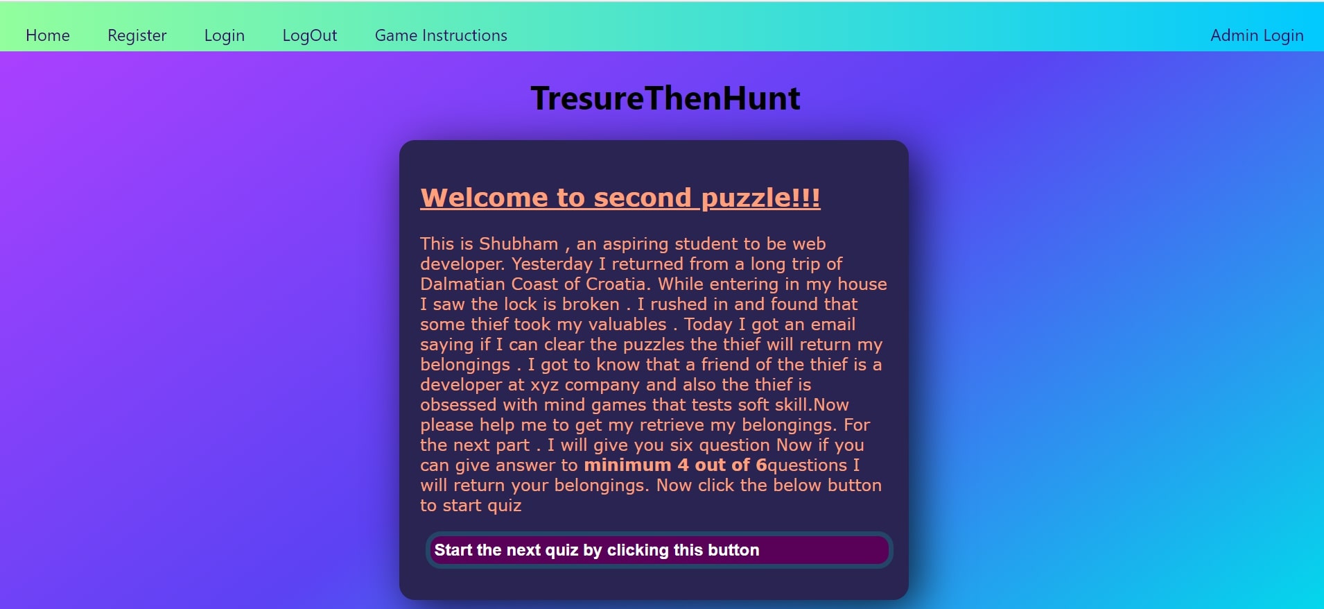 GitHub - Shubhamtech/GameTresureHuntCode