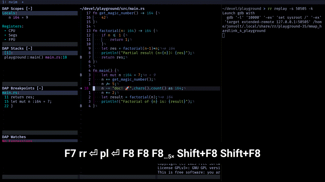 Debug C and C++ programs with rr