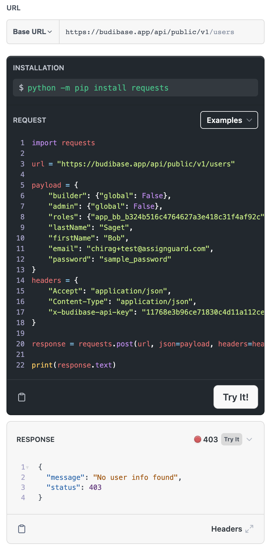 Budibase Create User API - No User Info Found · Budibase budibase ...