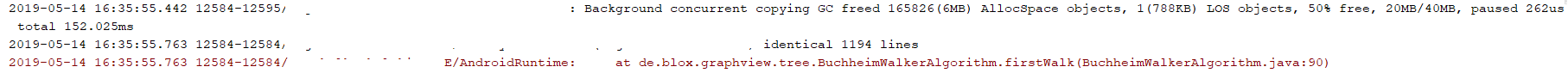 Null pointer Exception at 'int de.blox.graphview.tree ...