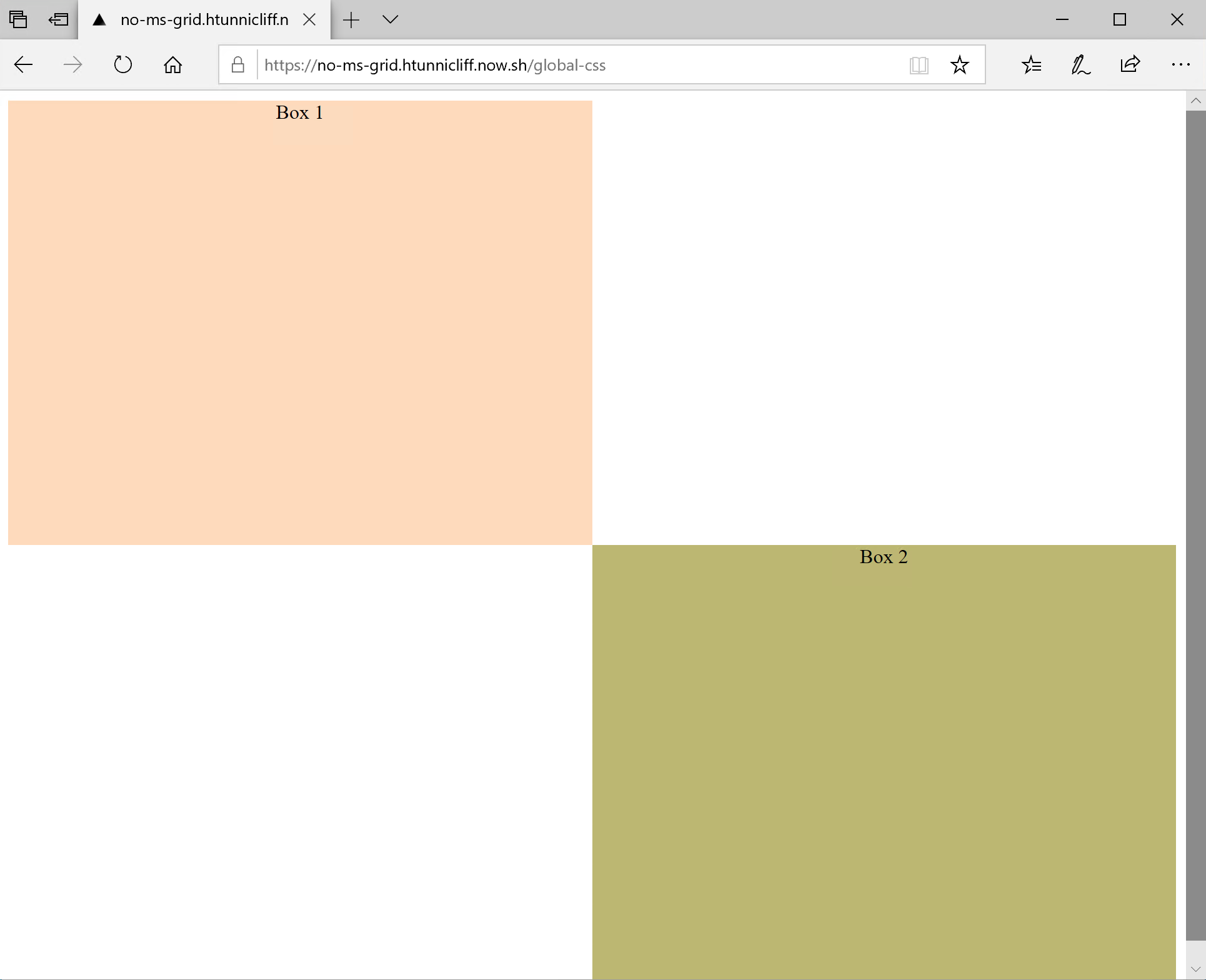 Global CSS demo in Edge
