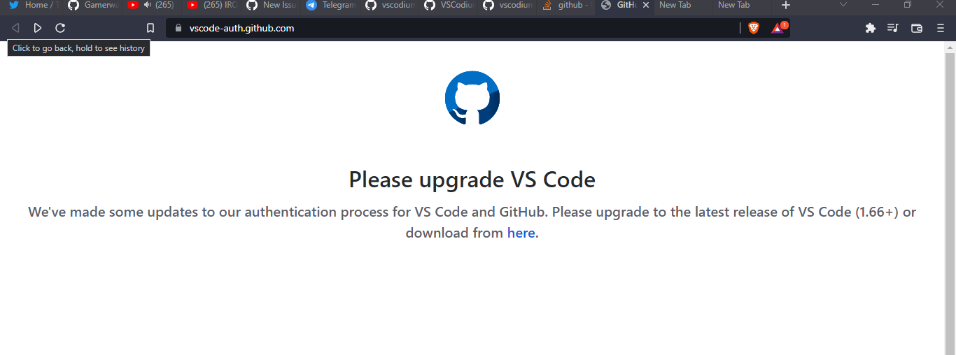 Github Sign in · Issue #1097 · VSCodium/vscodium · GitHub