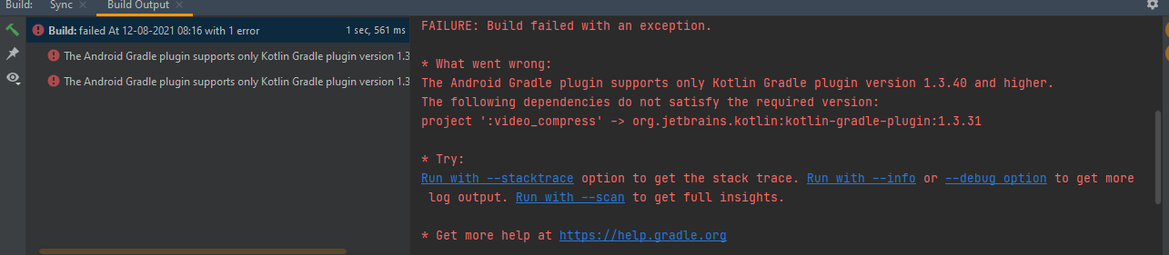 kotlin - gradle sync failed: could not get https: ... Supports only Kotlin Gradle plugin version 1.3.40 and higher. · Issue ...