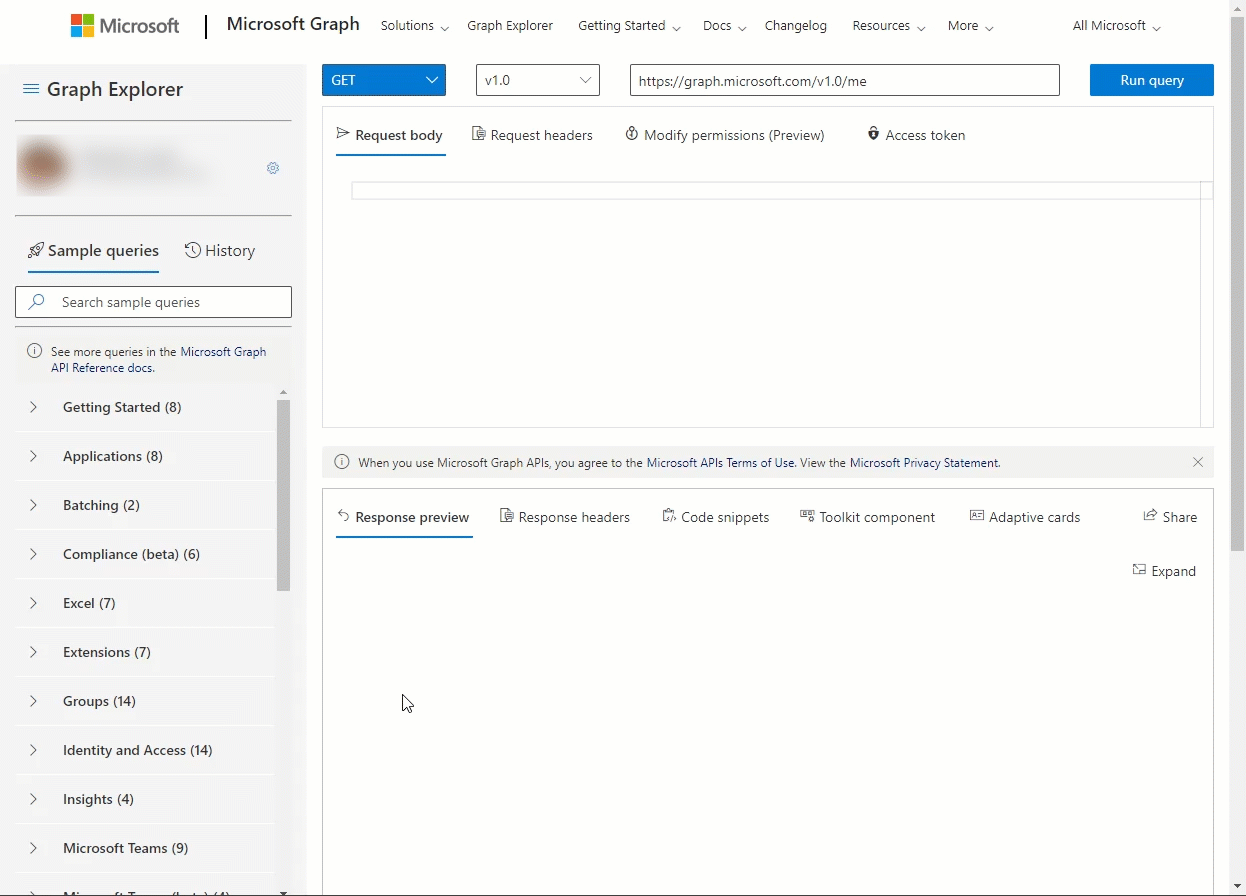 When clicking on Applications > retrieve application properties, Graph ...