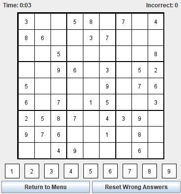 GitHub - AbheekP/Sudoku: Sudoku game created in Java.