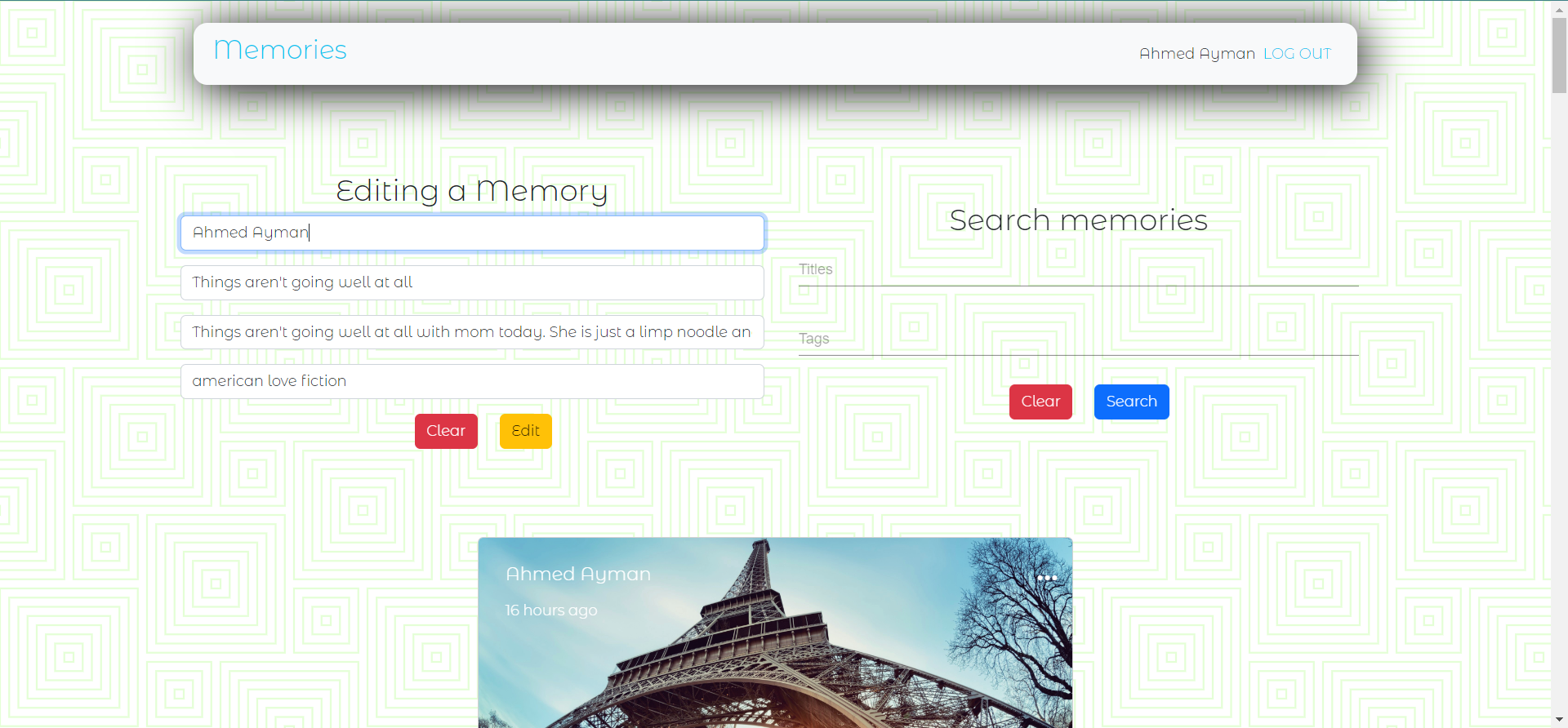 GitHub - ahmedayman1420/memories: MERN stack social media app