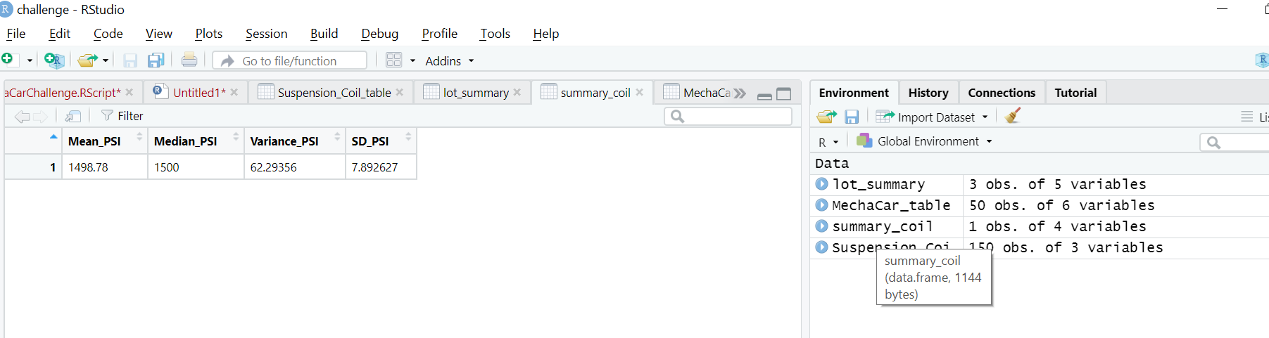 GitHub - tinap1209/MechaCar_Statistical_Analysis: R Studio-Challange