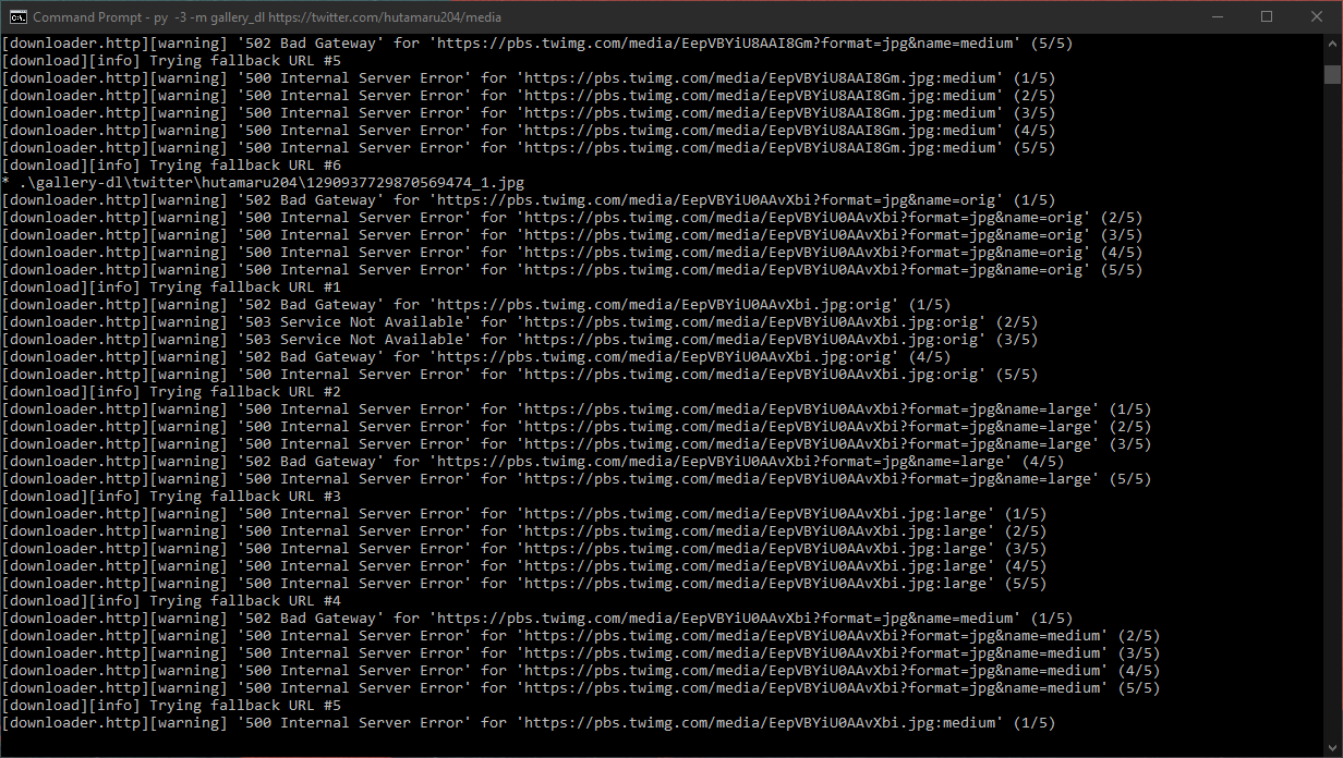 [Twitter] "Internal Server Error"? · Issue #1533 · mikf/gallery-dl · GitHub