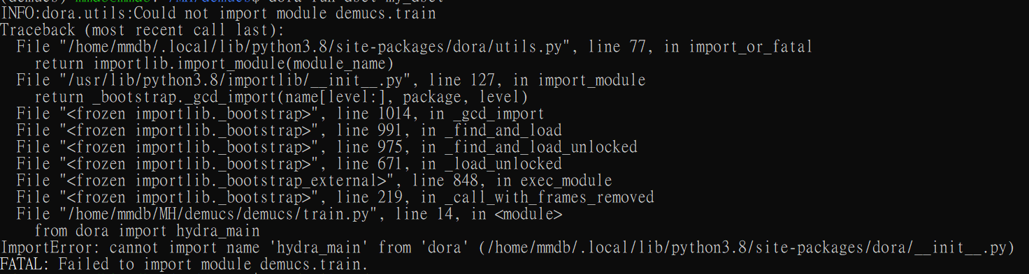 Can't use Dora · Issue #459 · facebookresearch/demucs · GitHub