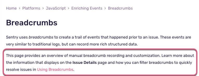 how to view Breadcrumb? · Issue #4459 · getsentry/sentry-docs · GitHub