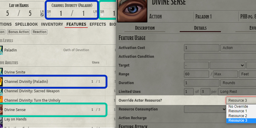 Link Item and Resource DnD5e