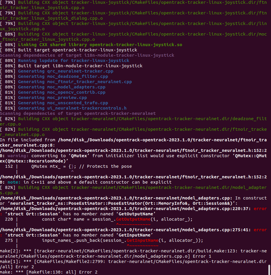 throwing errors during make on linux · Issue 1669 · opentrack/opentrack · GitHub