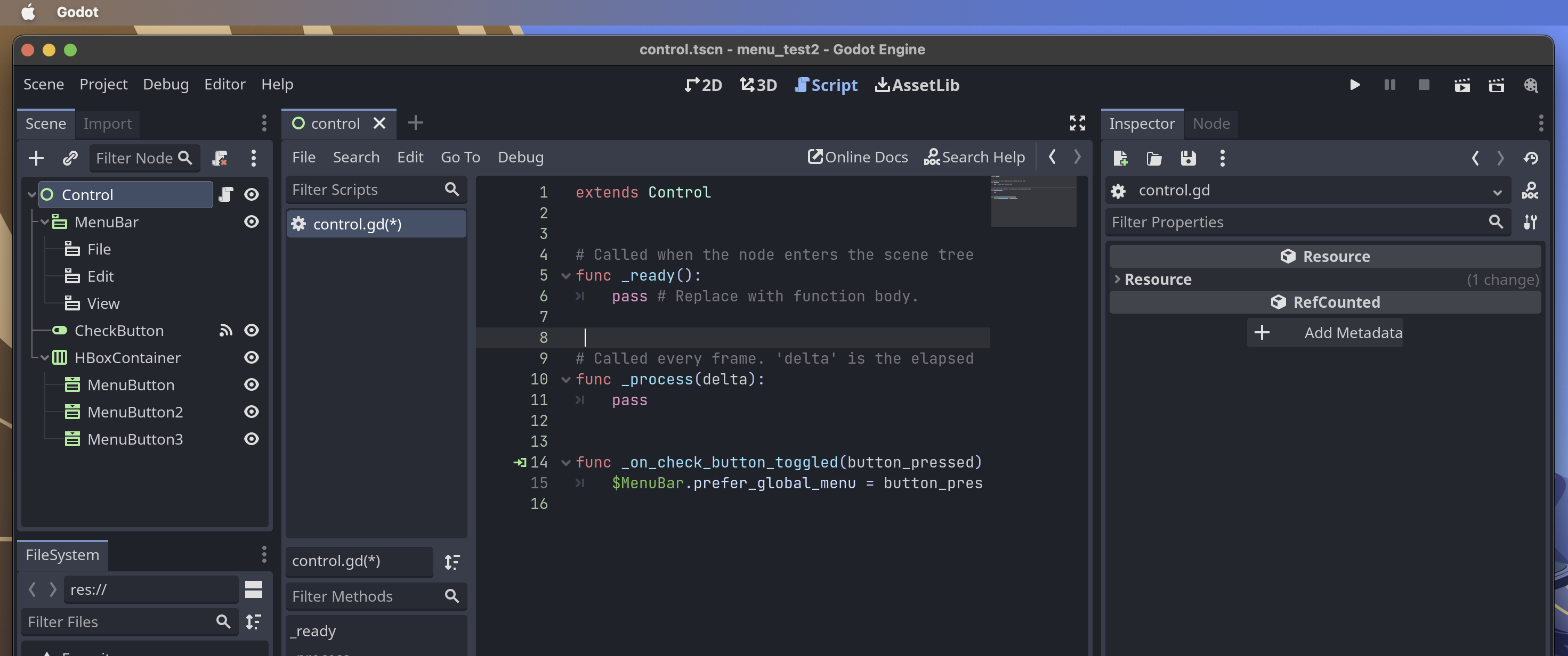 Implement MenuBar control to wrap Popup menus or native menu, use ...