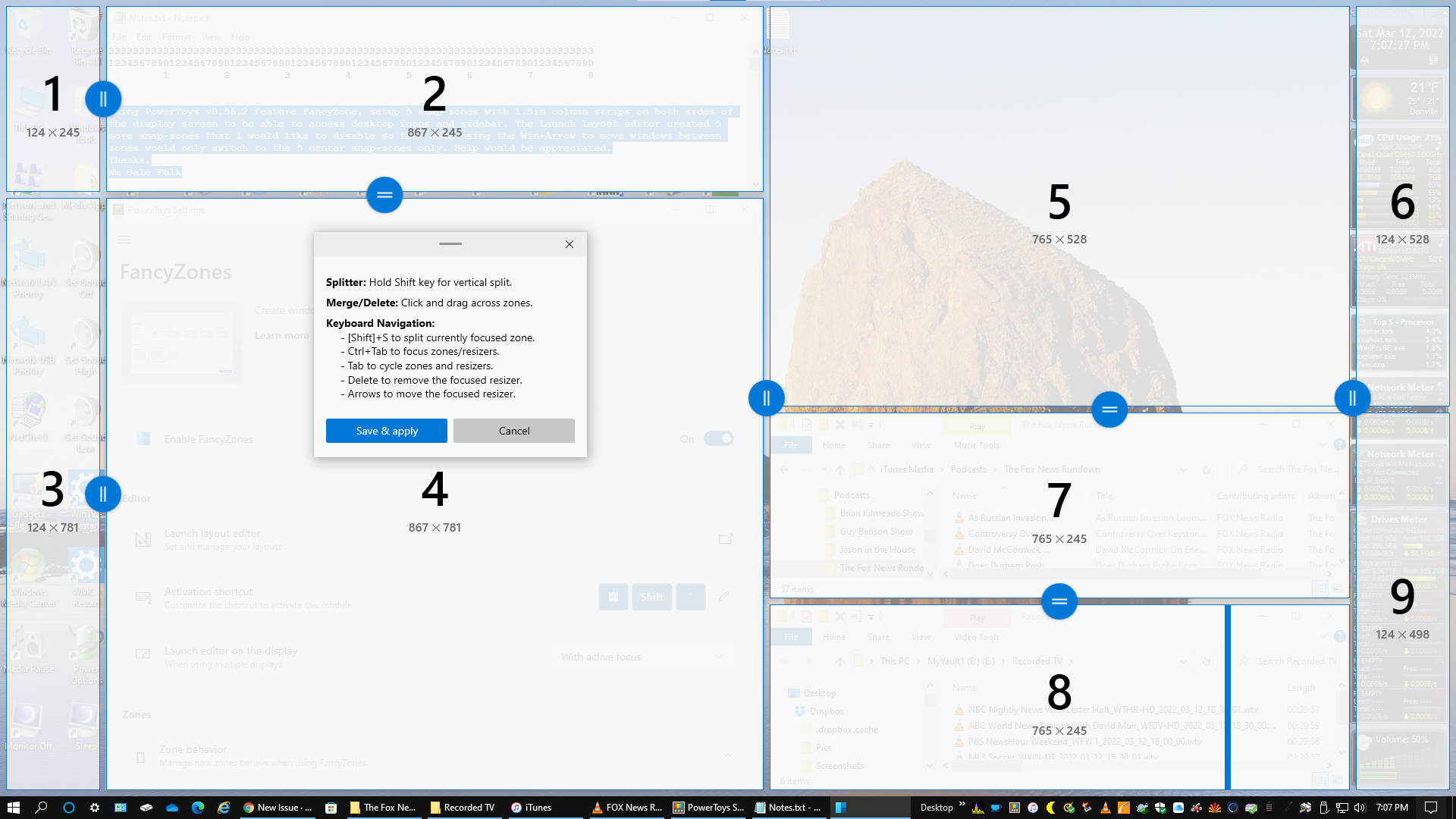 Ability to disable FancyZones unwanted zones used to center wanted