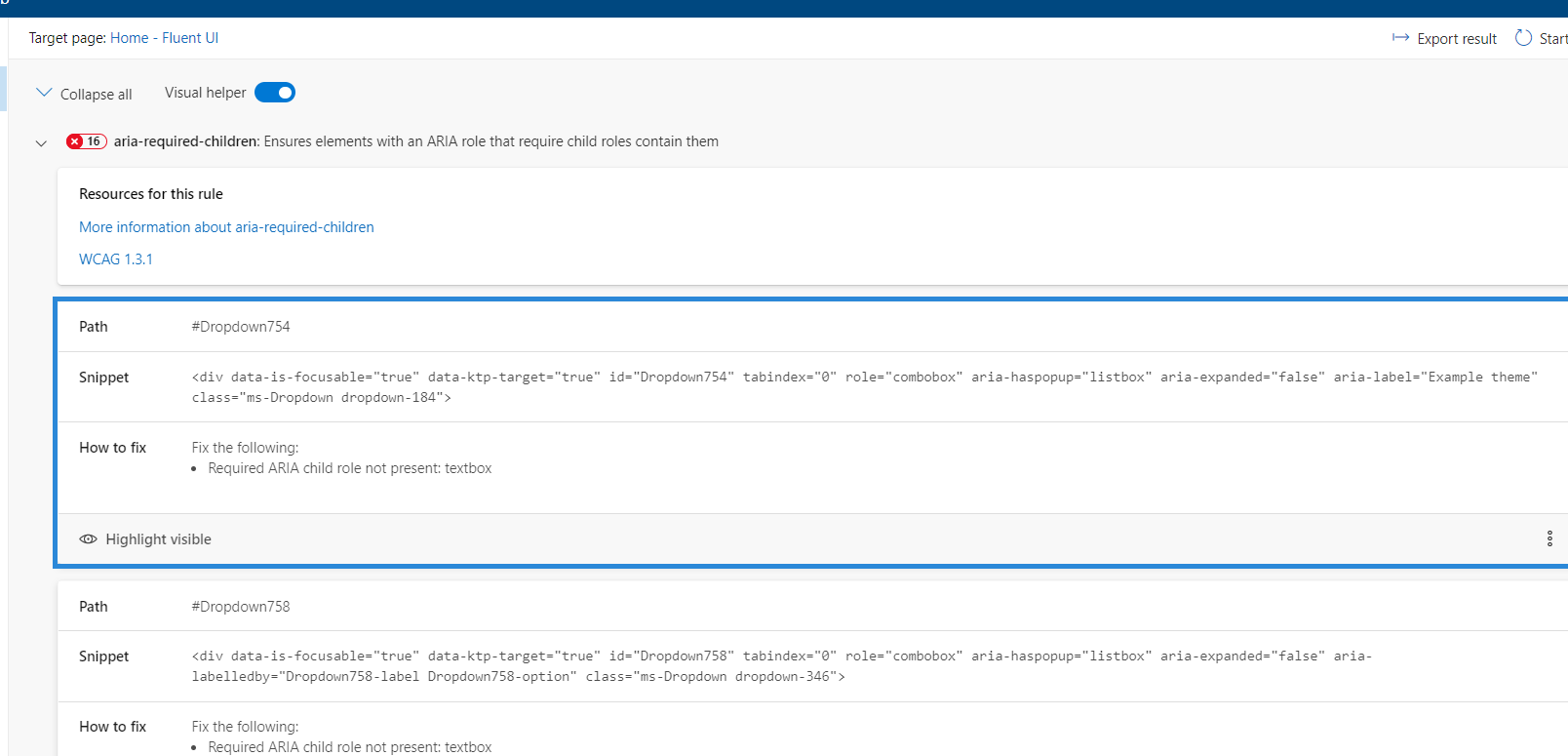 ariarequiredChildren Ensure elements with a ARIA role that require