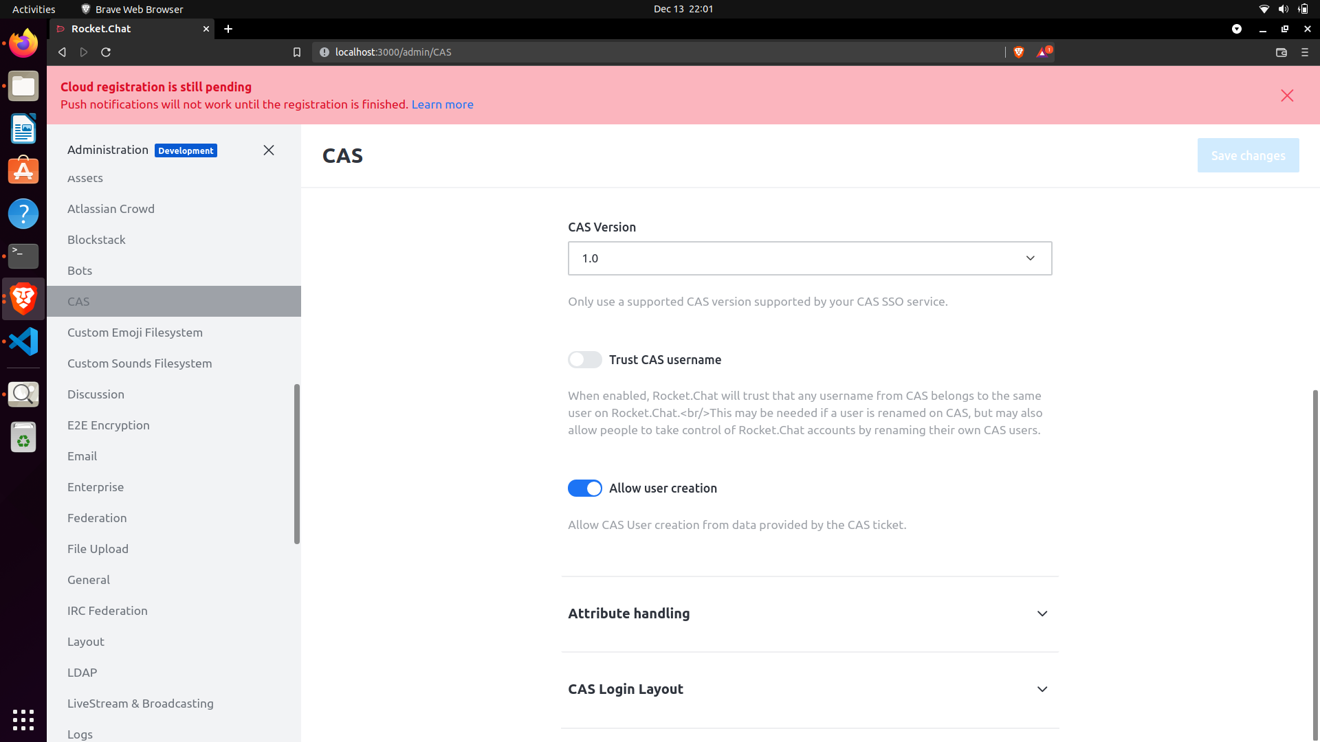 HTML tags are visible in the hints of Settings in the Administration ...