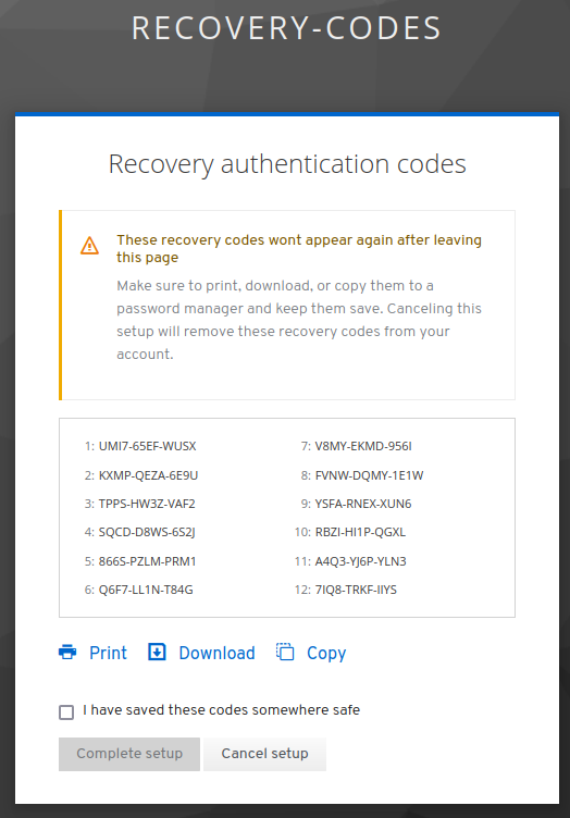 Recovery authentication codes · keycloak keycloak · Discussion 8518