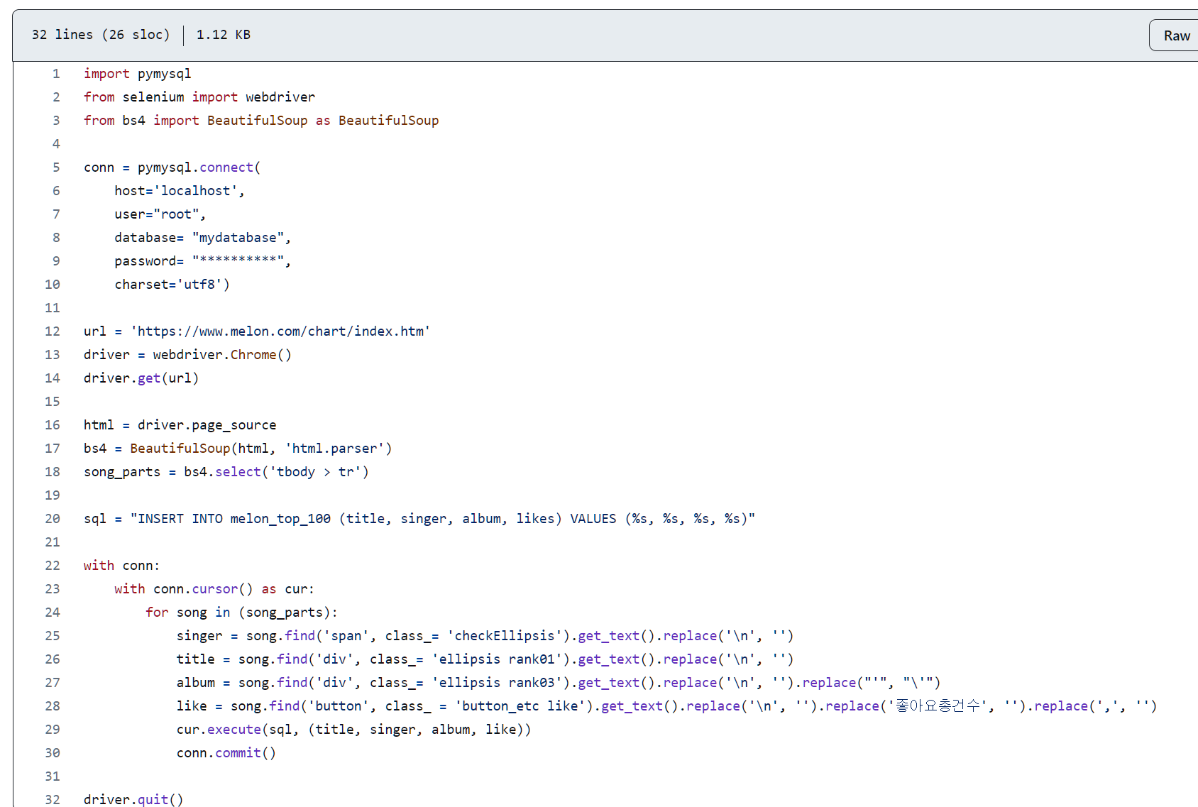 GitHub - Kkwon-SB/ETL_Melon_Top100_to_Mysql