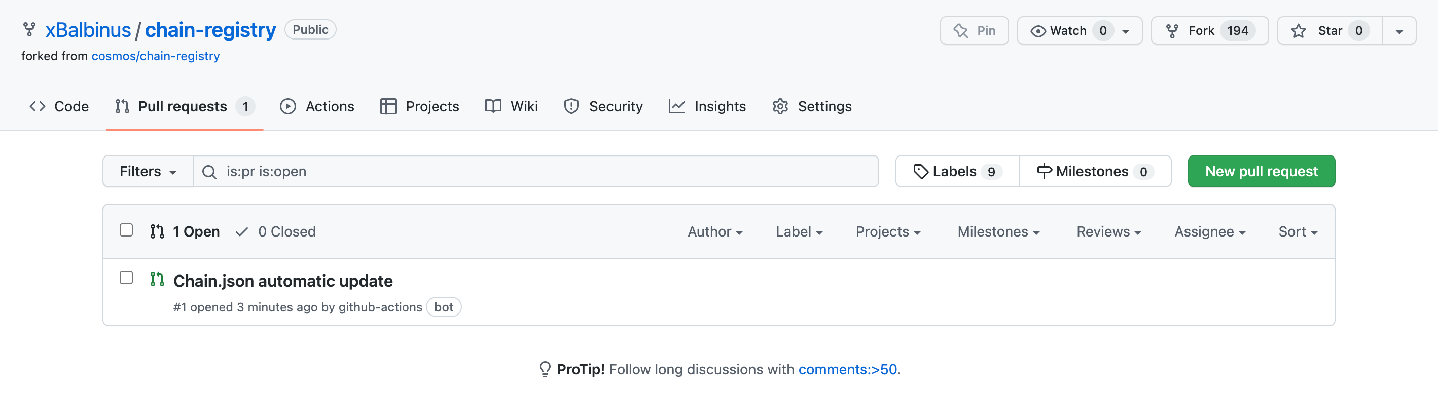 Automatically updating chain.json that chains can maintain by xBalbinus