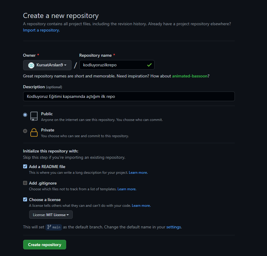 GitHub - KursatArslan9/kodluyoruzilkrepo: Kodluyoruz Eğitimi kapsamında ...