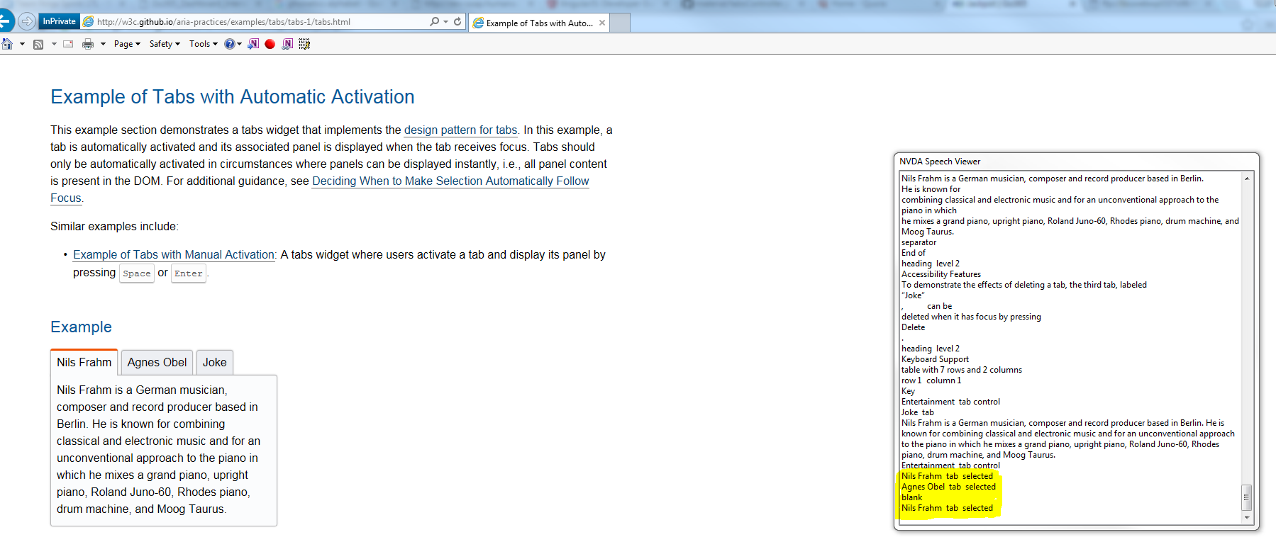 ARIA Tabs NVDA does not list the total number of tabs in IE (Second