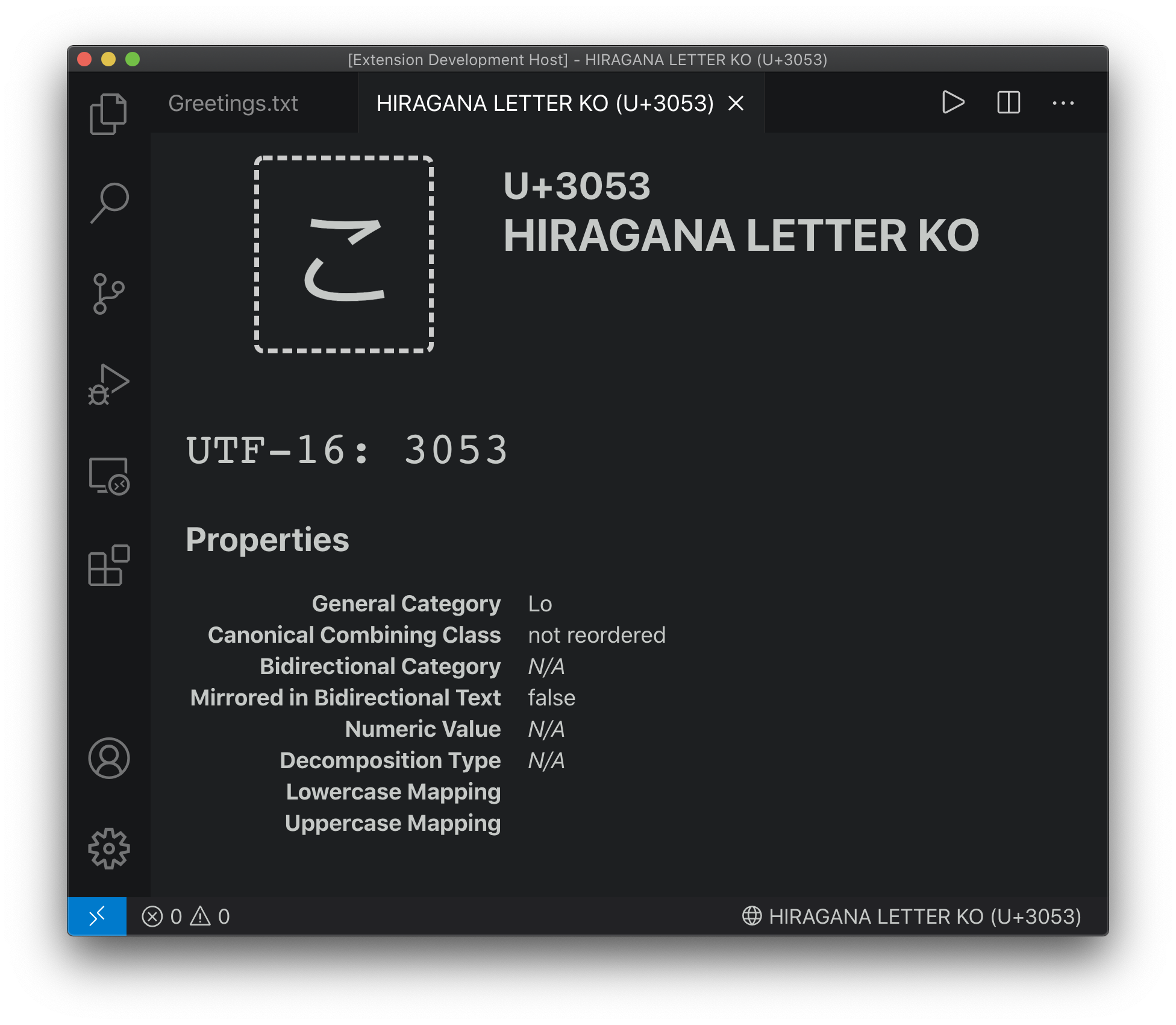Unicorn Character Information Panel
