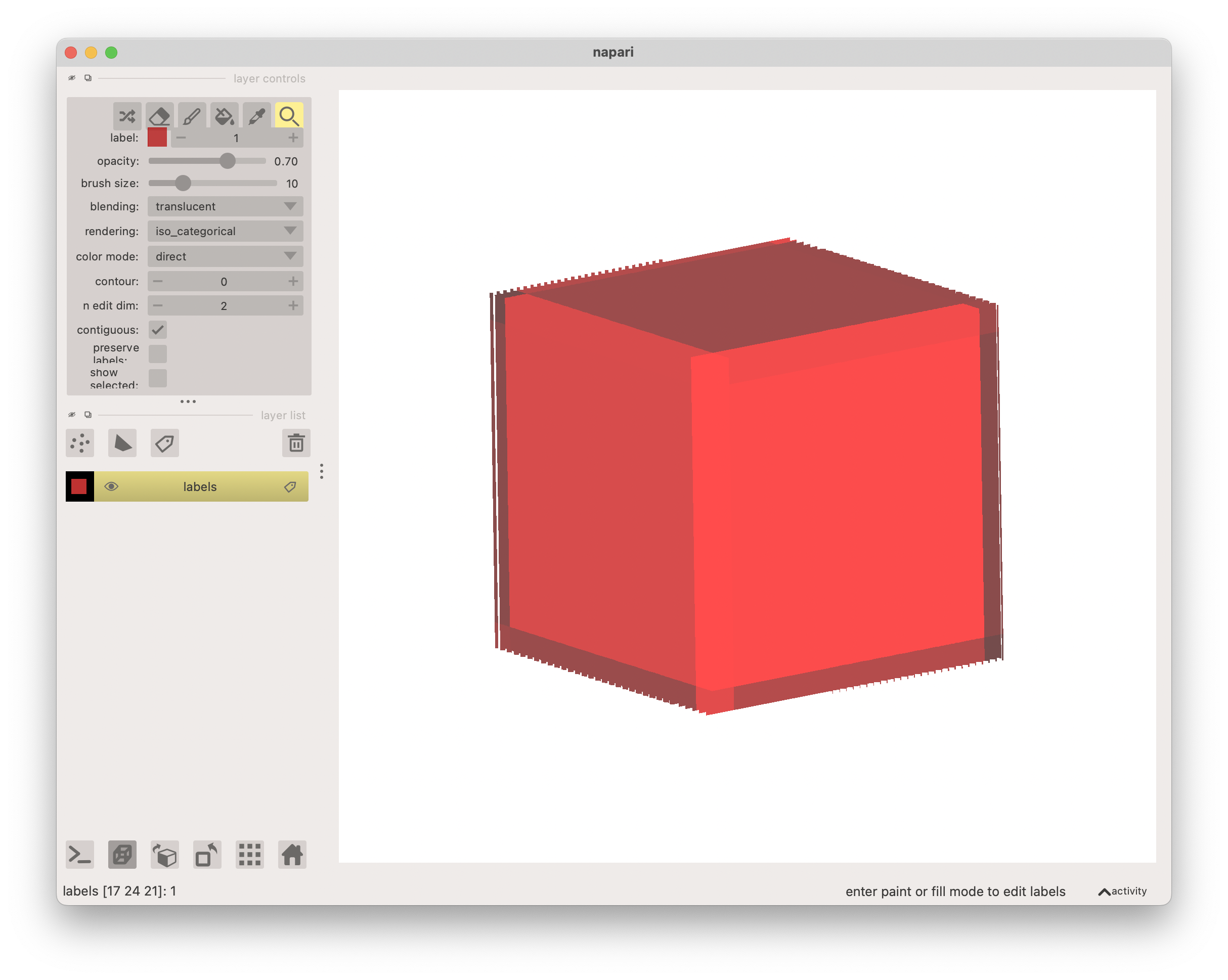 In 3D, iso-categorical rendering of labels doesn't show labels ...