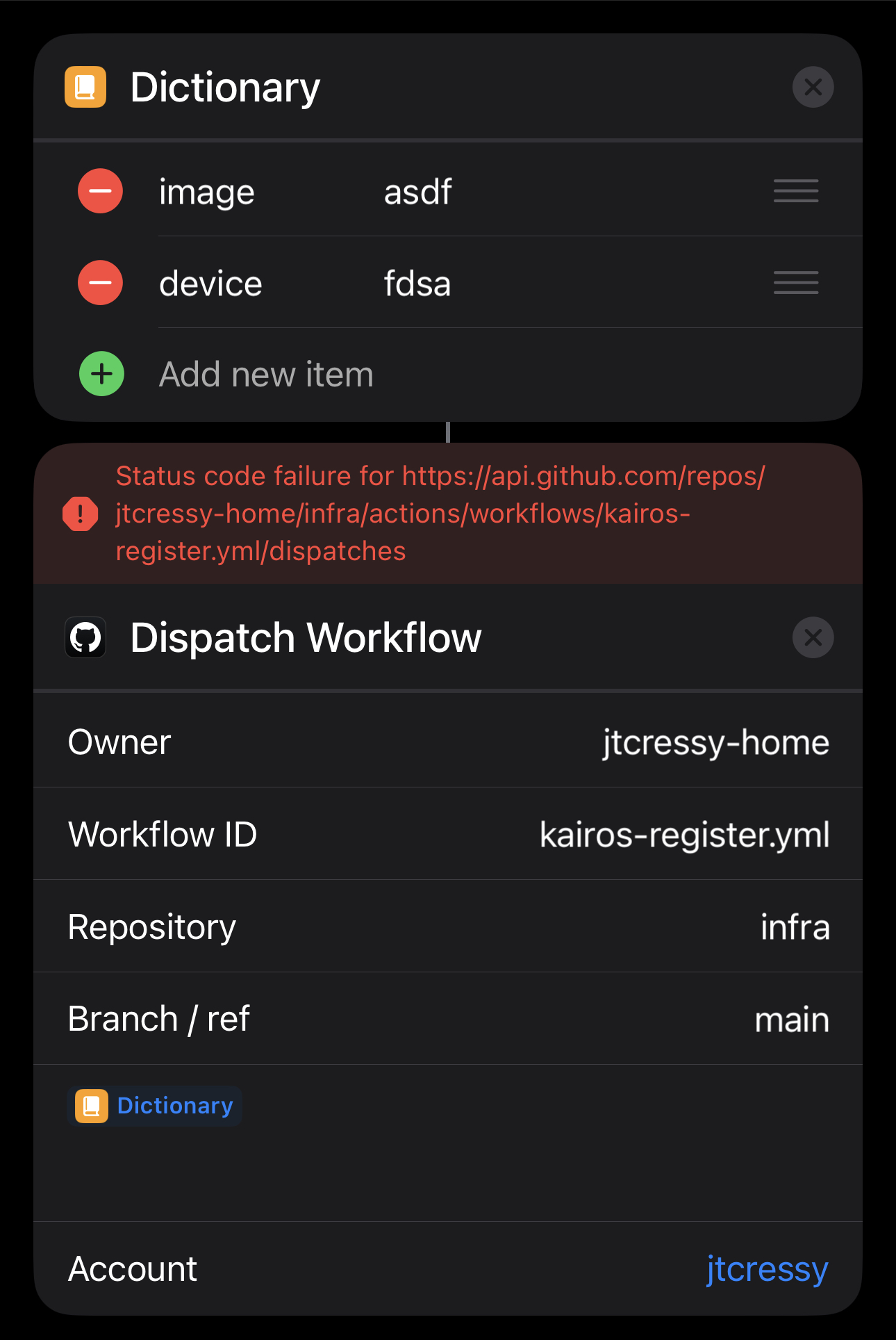 Siri Shortcut Dispatch Workflow Error Status Code Failure How To 