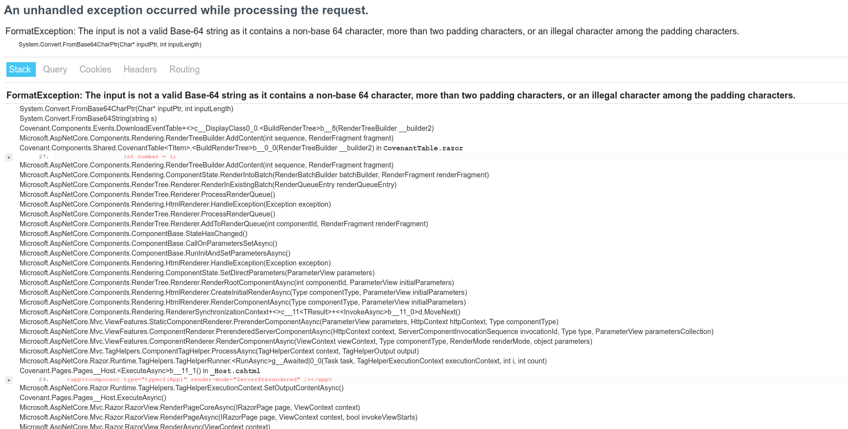 [Bug] Error: An unhandled exception occurred while processing the ...