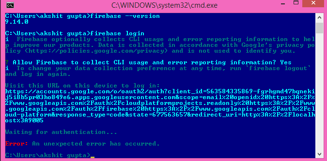 An unexpected error has occured · Issue #3530 · firebase/firebase-tools ...