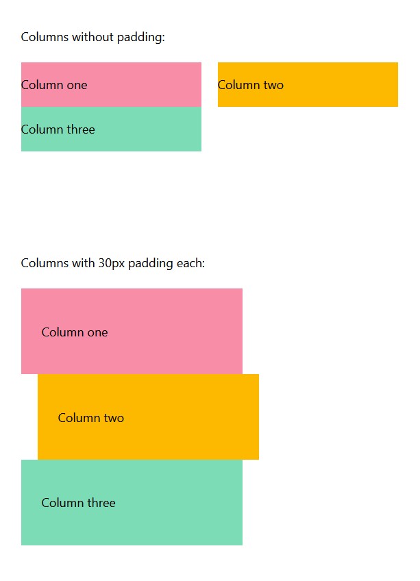 Columns with padding breaks responsive layout · Issue 36404