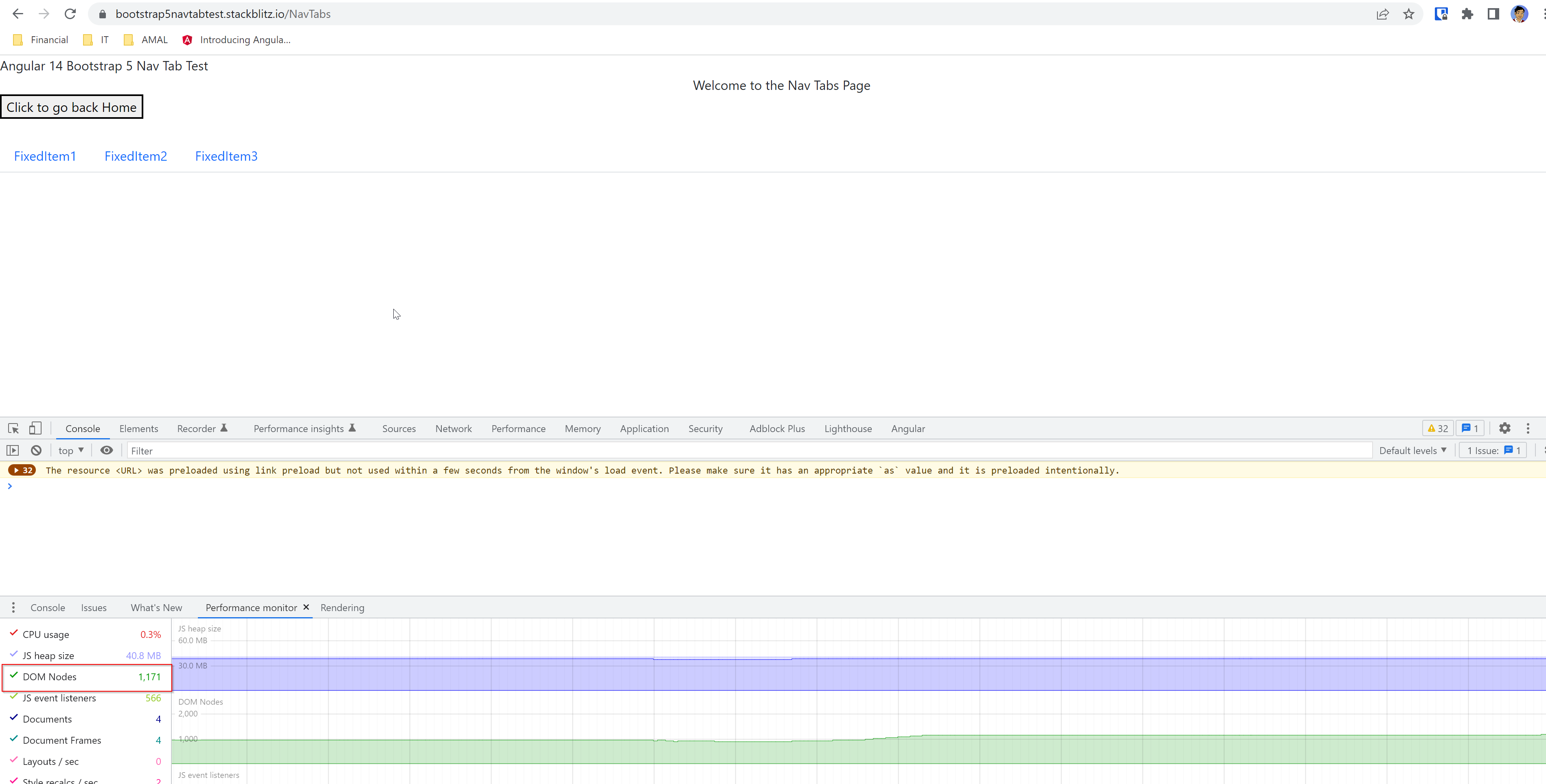 Clicking on nav tabs creates many detached dom elements that don t get