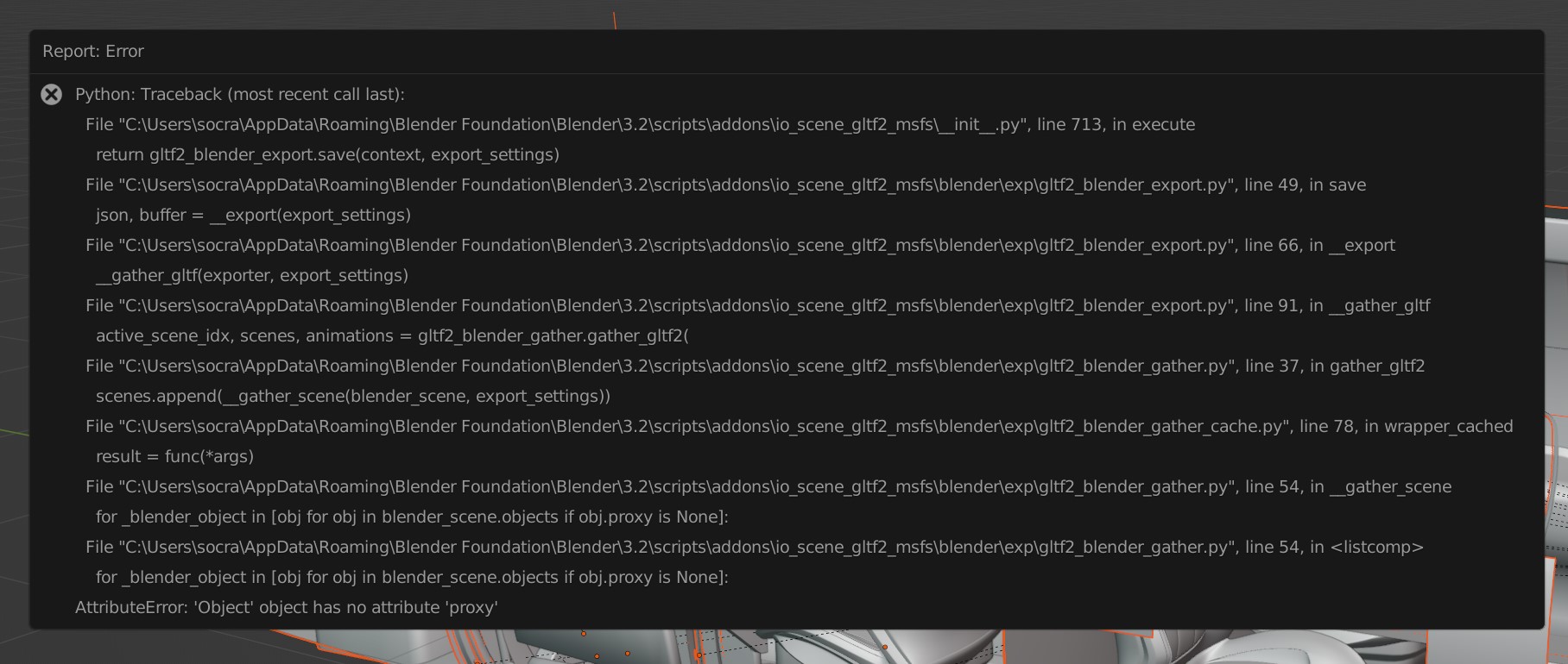 Export Crashes Blender · Issue 141 · AsoboStudio/glTFBlenderIOMSFS