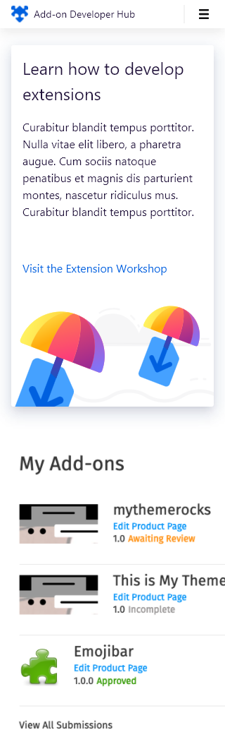 [DevHub] Submit a New Add-on and Theme buttons are not visible on ...