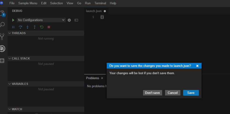Open Launch Json Problem Fail to add debug configuration when an empty launch.json is opened ...