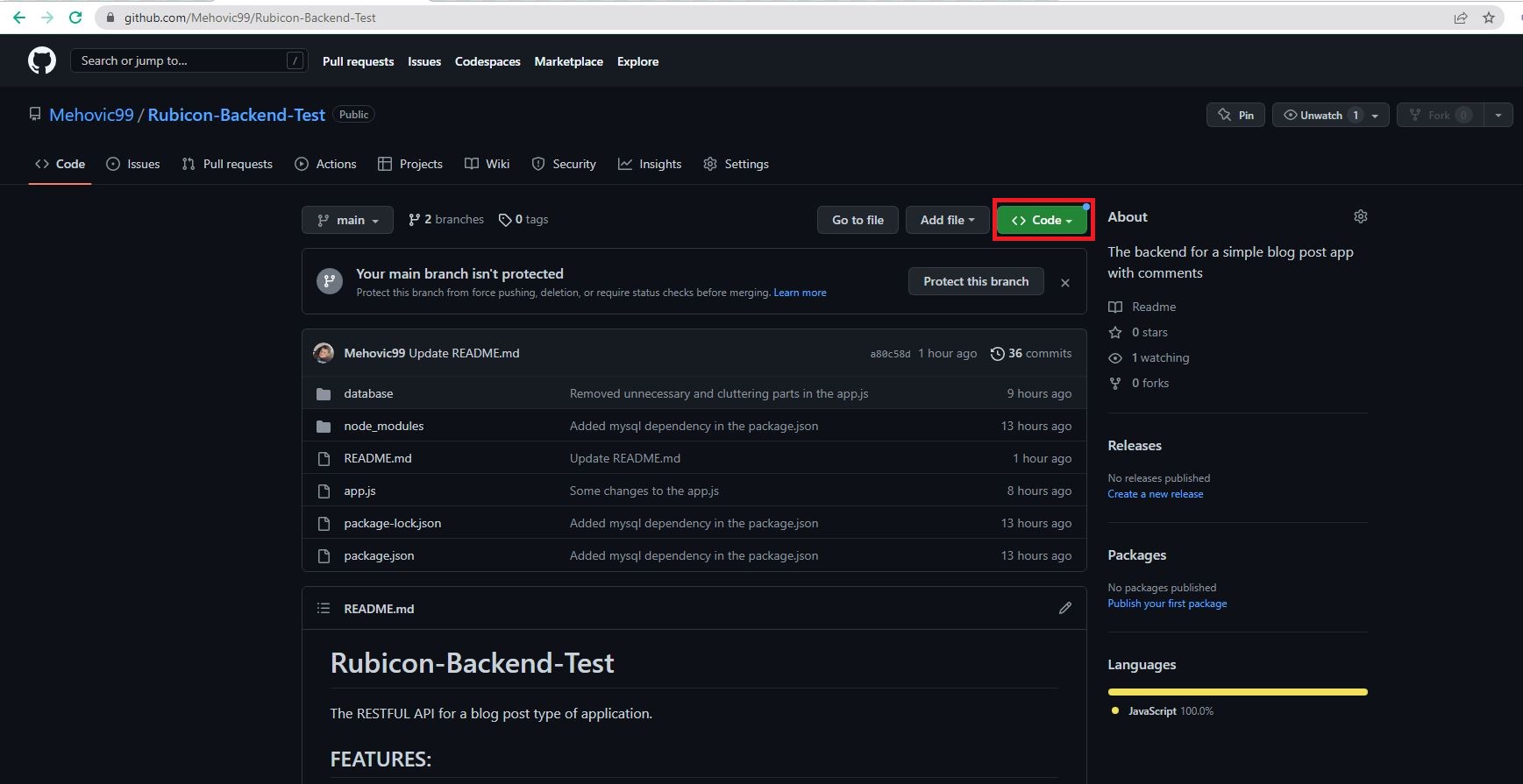 GitHub - Mehovic99/Rubicon-Backend-Test: The backend for a simple blog ...
