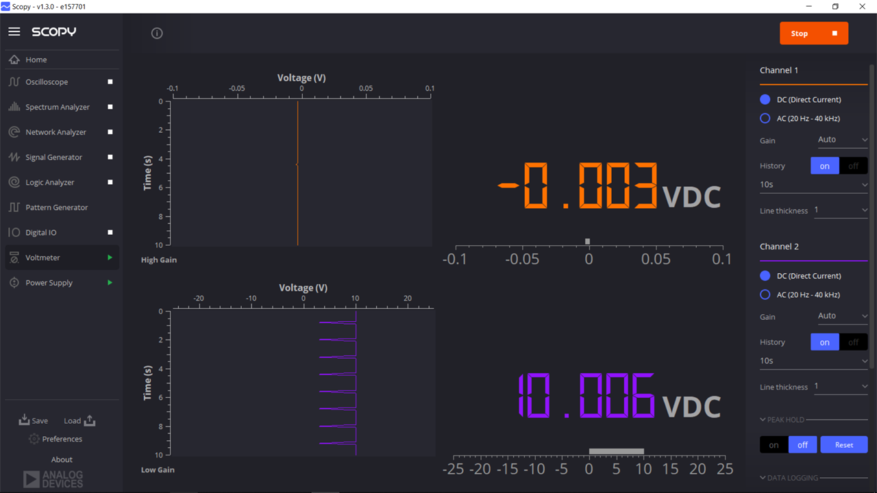 Voltmeter: Spikes in history plot, fluctuating VDC and VRMS reading ...
