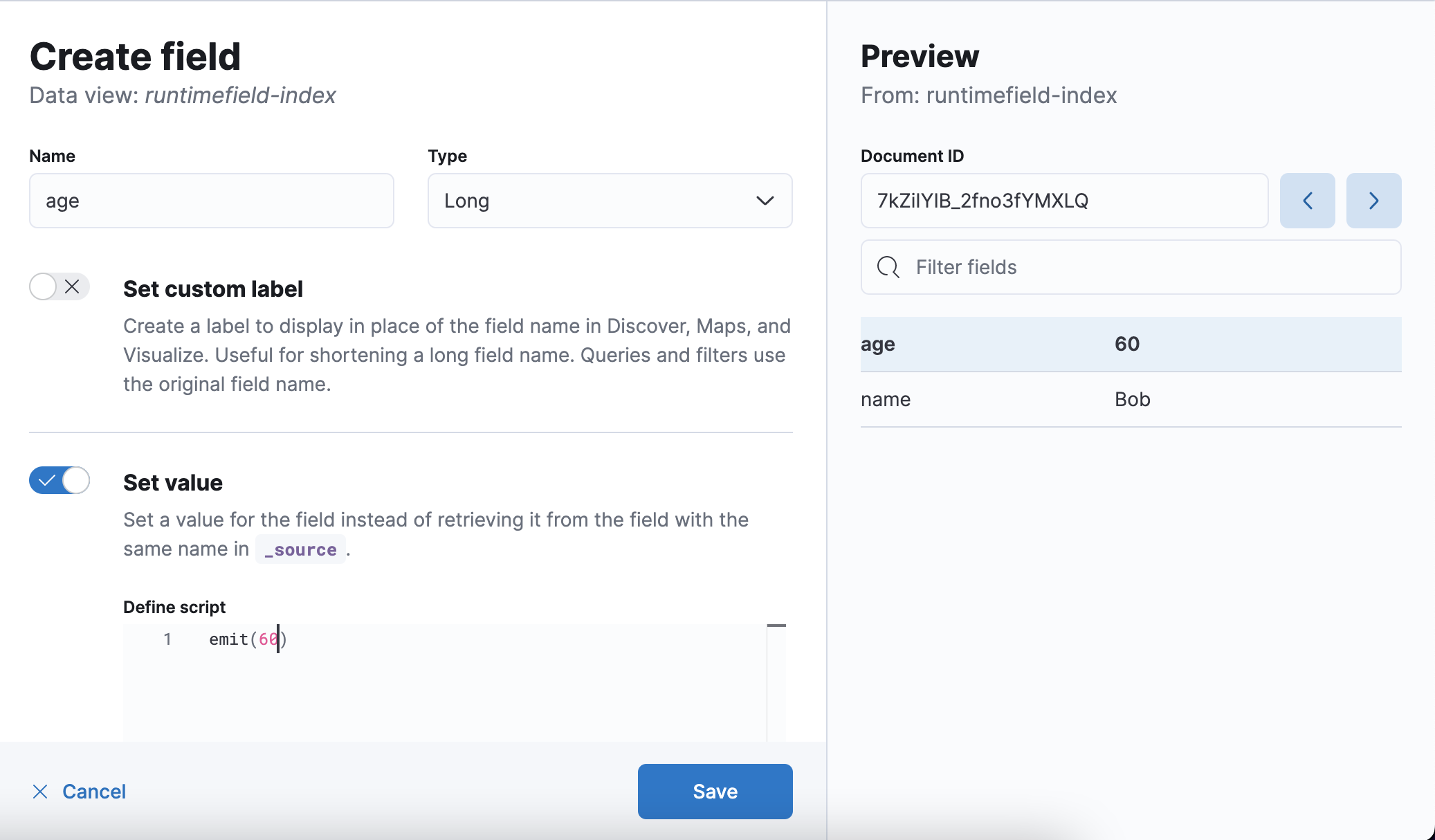 [data views] When there's a runtime field AND a mapped field, the ...