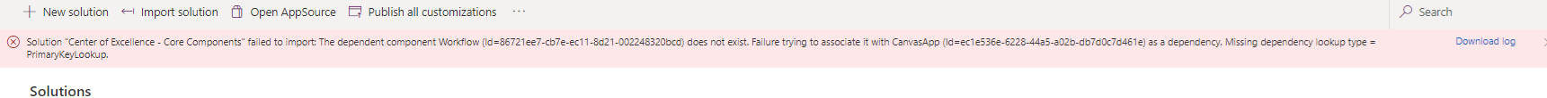 [CoE Starter Kit - BUG] Error on import of ...