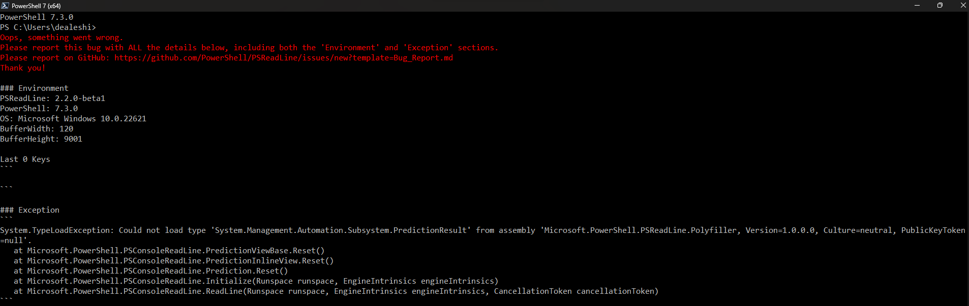 Failed installation of ps 7 3 issue 3497 powershell psreadline