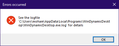 Error when opening up. · Issue #364 · t1m0thyj/WinDynamicDesktop · GitHub