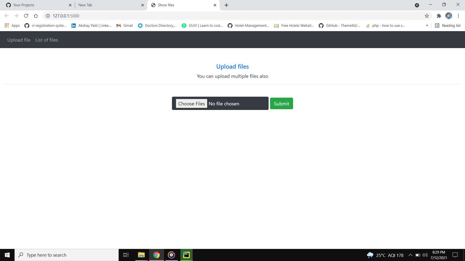 GitHub akshhpatil/Flask_upload_file_and_download you can upload file