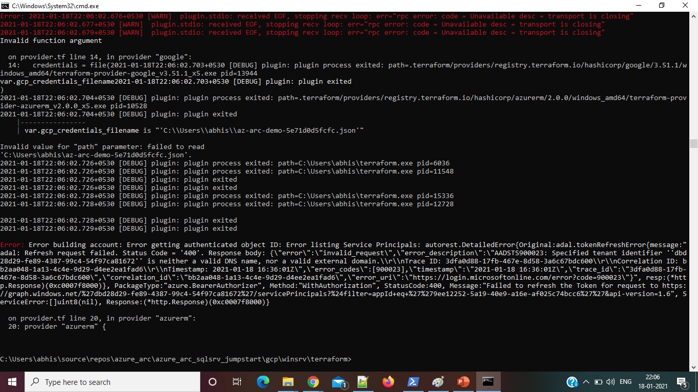 Issue while running the SQL Server GCP terraform (Error: timeout - last ...