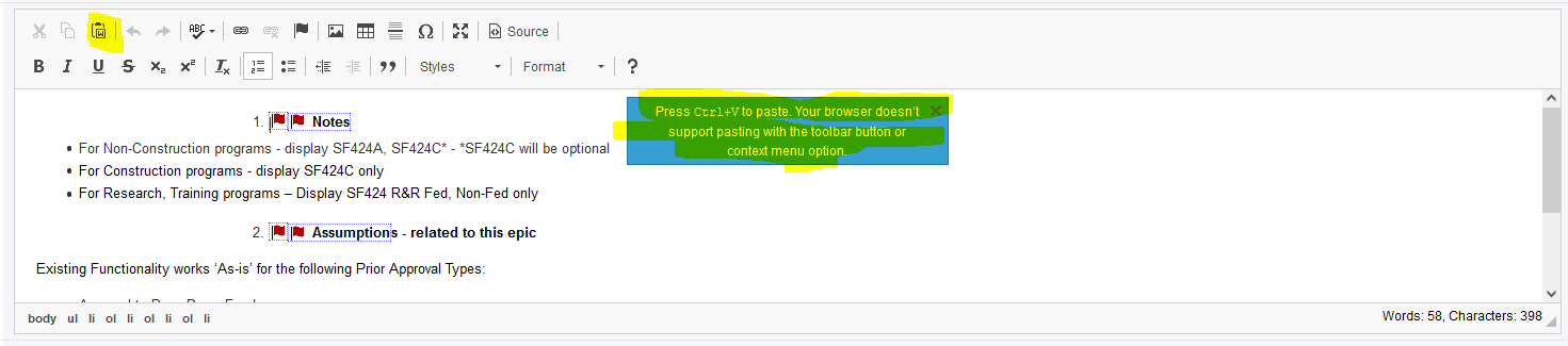 (Higher Priority) CKeditor 4.16.1 Standard- Issue with Paste from word ...